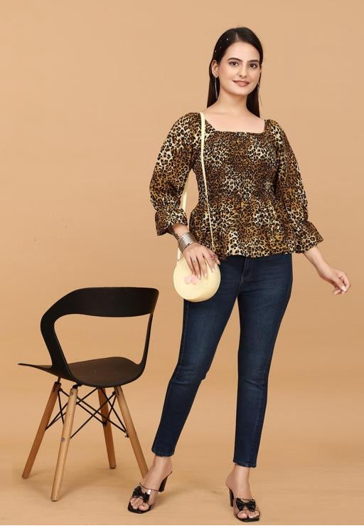 Stylish Casual Tiger Print Top