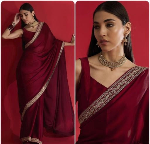 Women's Satin Solid saree New Designs For Wedding and Party wear To Look Gorgeous.
