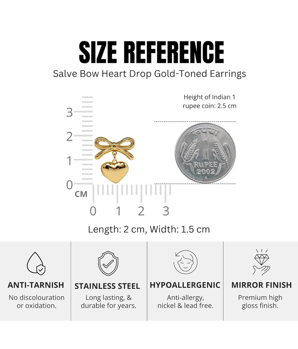 Gold Plated and Anti Tarnish Bow Knot Heart Shape Earrings for Women & Girls | Stylish Party Wear Jewellery