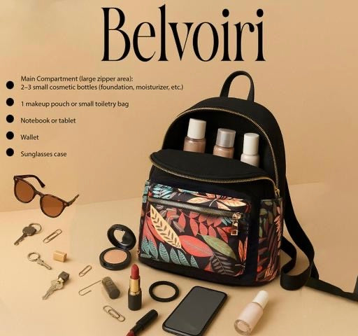 Belvoiri Solid Black Backpack – Stylish Travel