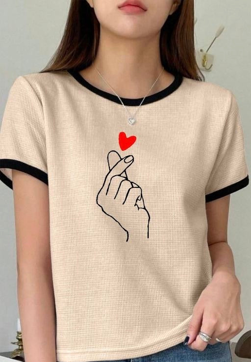 Women Round Neck Cotton Blend T-Shirt –