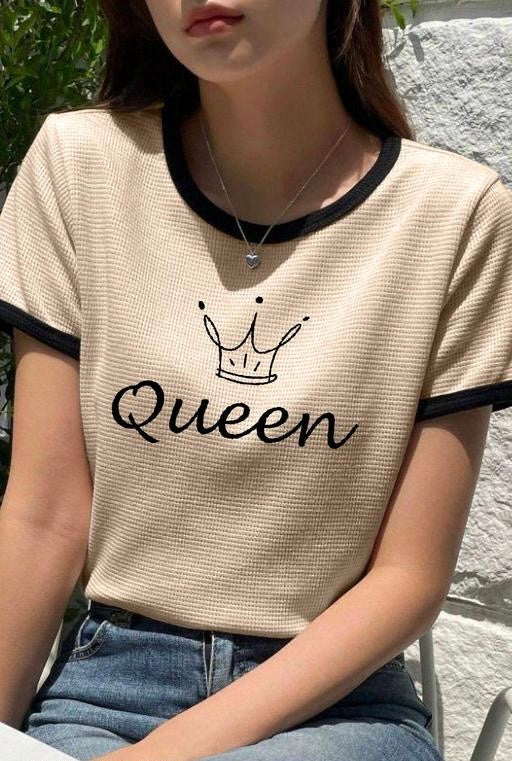 Women Round Neck Cotton Blend T-Shirt –