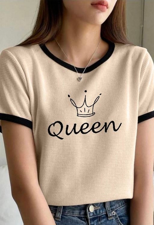 Women Round Neck Cotton Blend T-Shirt –