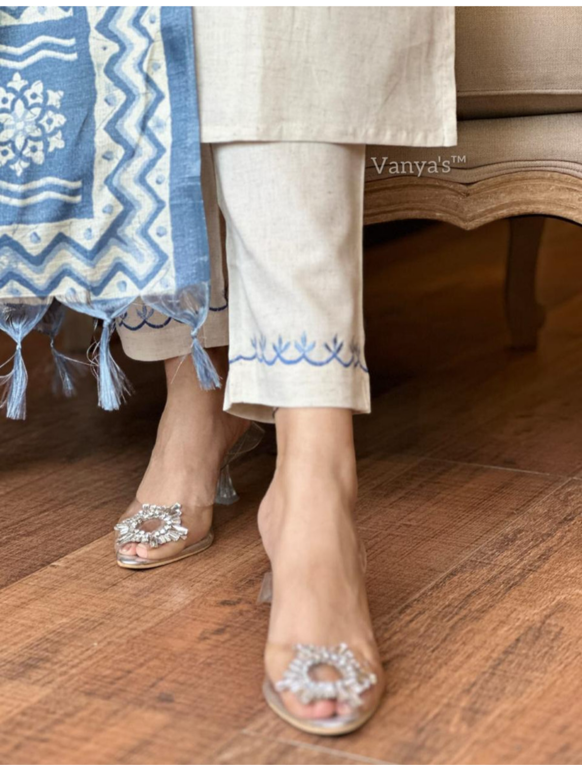 Womens Ethnic Embroidery Top Pant And Dupatta Set