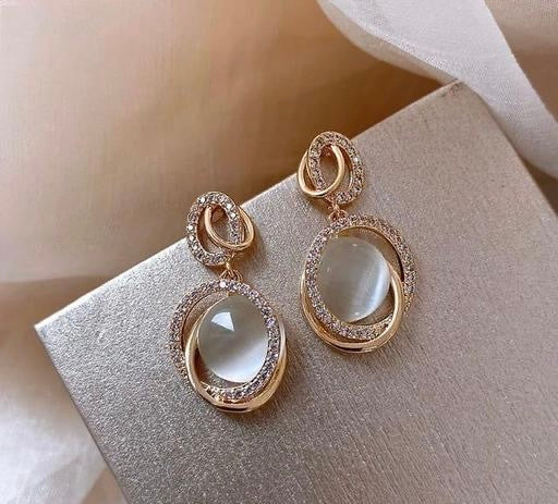 Trending Pearl and Gold Plated Stone work Stud Earrings