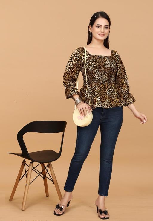 Stylish Casual Tiger Print Top