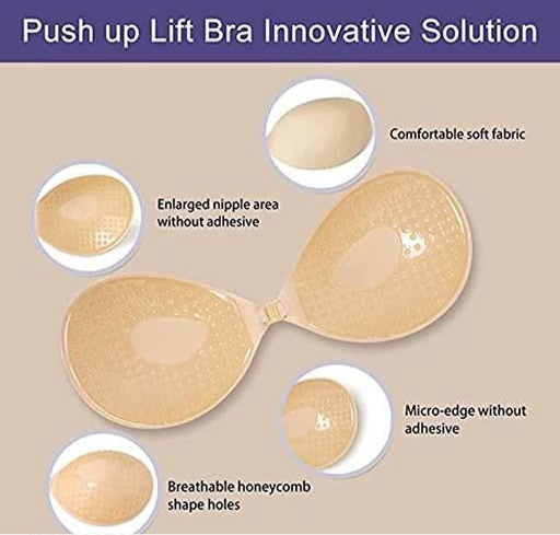 Women's And girls Self Adhesive Push Up Wire Free Stick On Invisible Bra (Free-Size) (pack of 01)