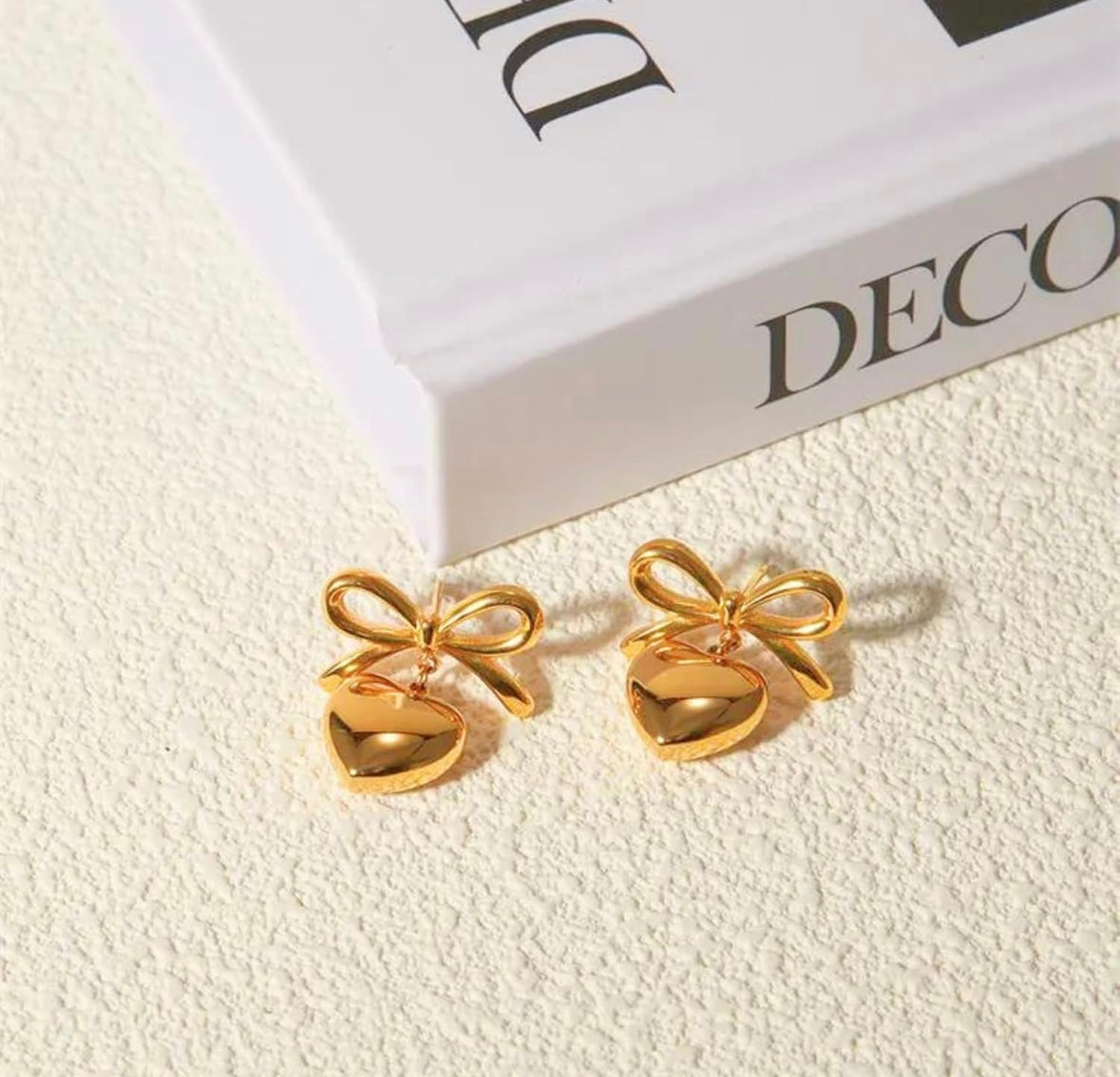 Gold Plated and Anti Tarnish Bow Knot Heart Shape Earrings for Women & Girls | Stylish Party Wear Jewellery