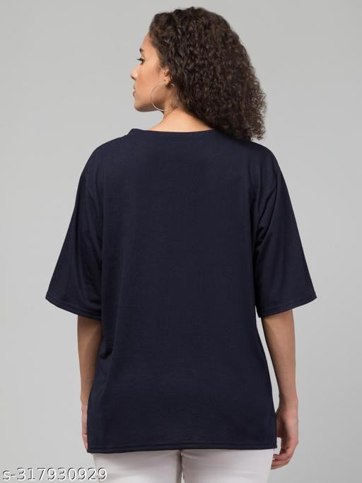 A.L.K Women's Oversize Front Printed Tshirt Black