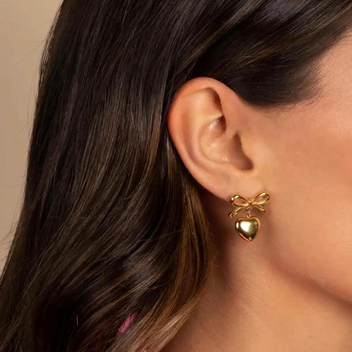 Gold Plated and Anti Tarnish Bow Knot Heart Shape Earrings for Women & Girls | Stylish Party Wear Jewellery