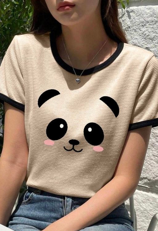 Women Round Neck Cotton Blend T-Shirt –