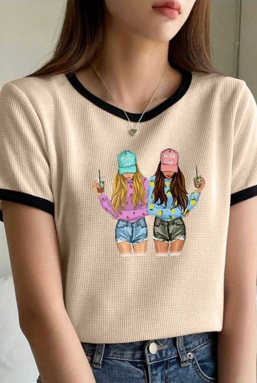 Women Round Neck Cotton Blend T-Shirt –