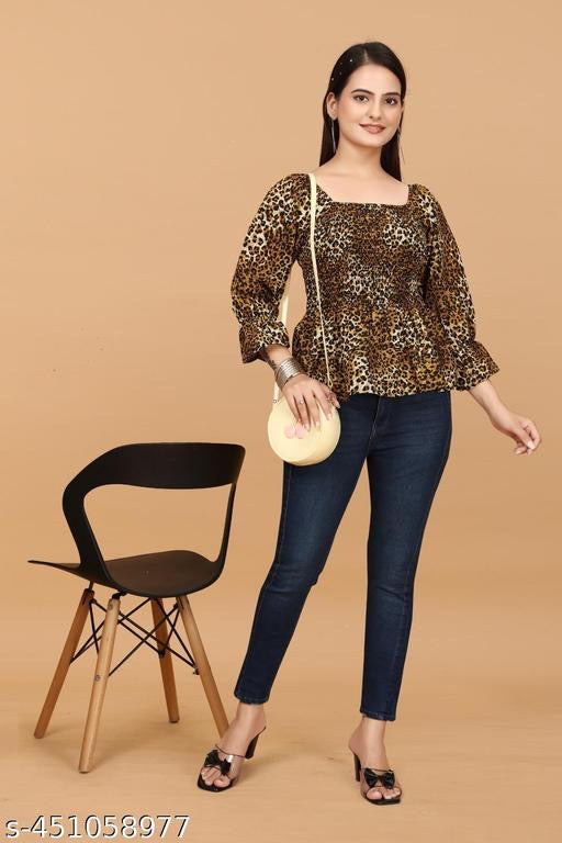 Stylish Casual Tiger Print Top