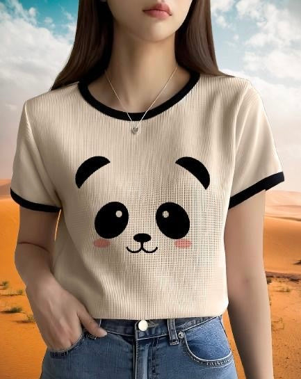 Women Round Neck Cotton Blend T-Shirt –