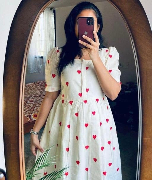 Pinterest comfortable Name: Red heart print dress