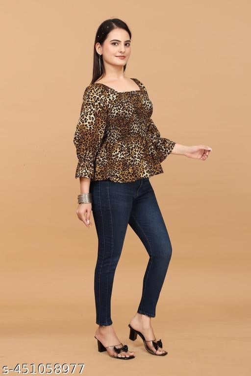 Stylish Casual Tiger Print Top
