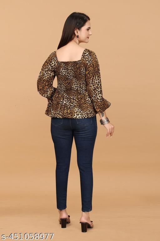 Stylish Casual Tiger Print Top