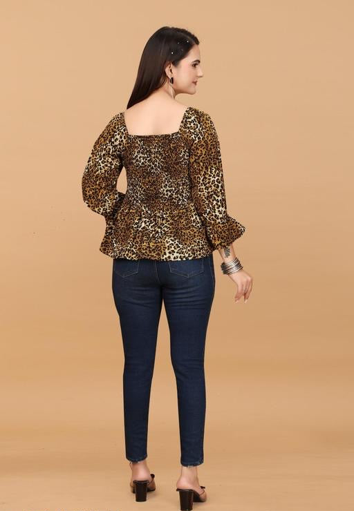 Stylish Casual Tiger Print Top