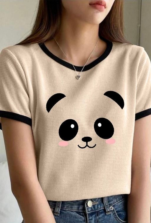 Women Round Neck Cotton Blend T-Shirt –