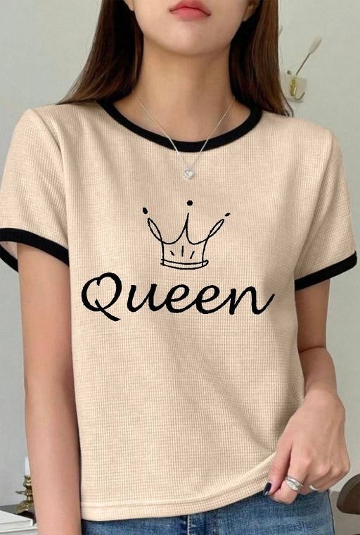 Women Round Neck Cotton Blend T-Shirt –