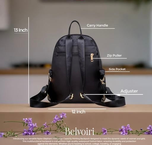 Belvoiri Solid Black Backpack – Stylish Travel
