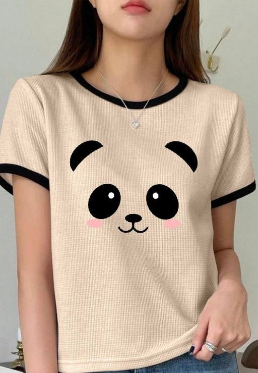 Women Round Neck Cotton Blend T-Shirt –