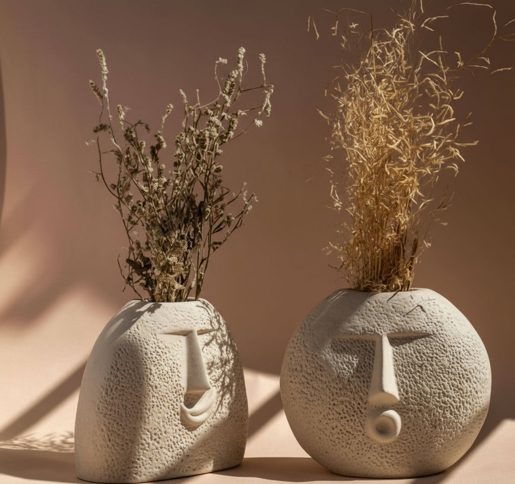 Name: Greennest Ceramic Face Vase For Home Decor, Blo Kiss & Upbeat Face Vase Set of 2,