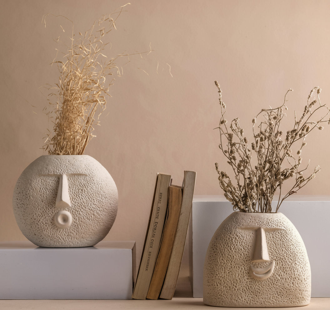 Name: Greennest Ceramic Face Vase For Home Decor, Blo Kiss & Upbeat Face Vase Set of 2,