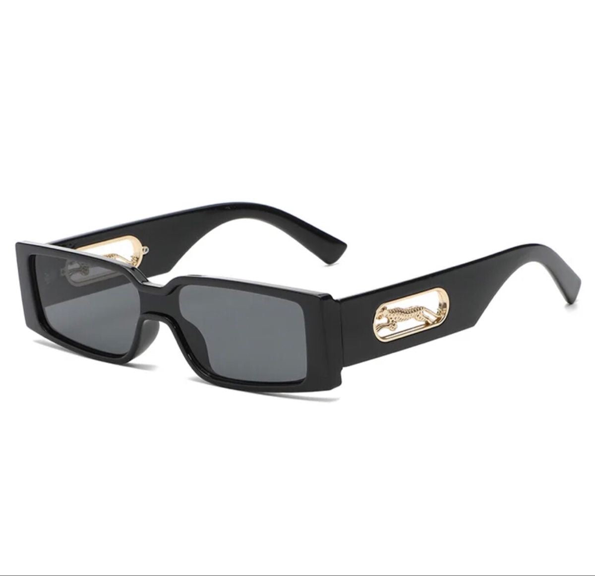 Trendy Leopard Design Rectangular Sunglasses (Free Size) (For Men & Women, Black)