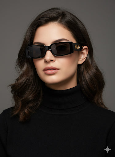 Trendy Leopard Design Rectangular Sunglasses (Free Size) (For Men & Women, Black)