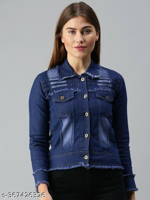 Stylish fashionable women Dark blue teen patti denim jacket