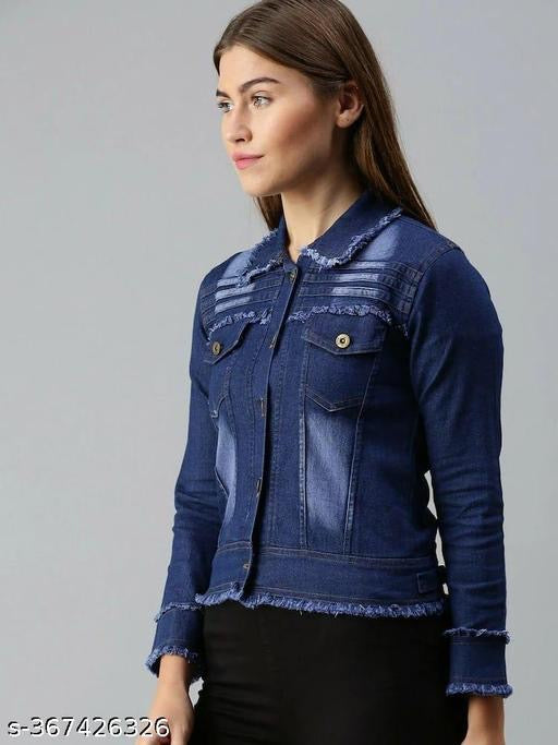 Stylish fashionable women Dark blue teen patti denim jacket