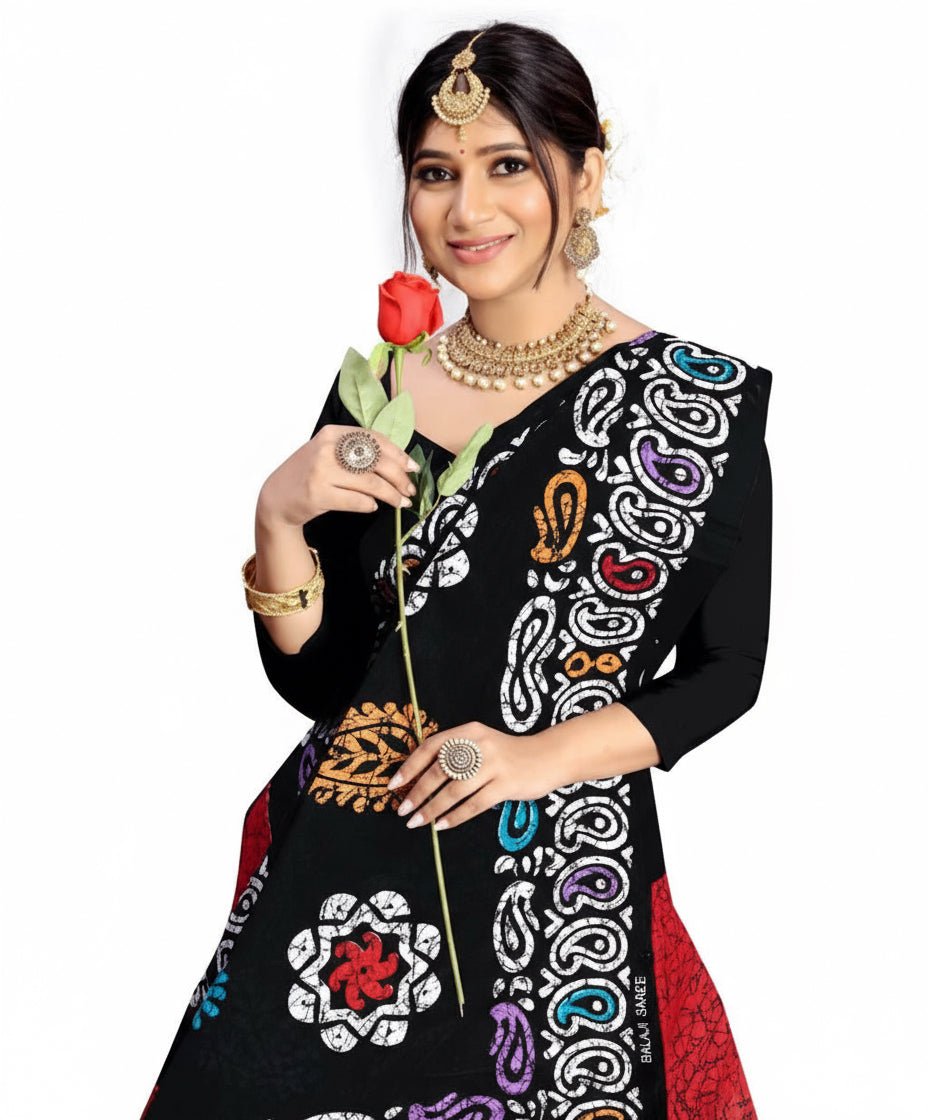 :  Pure Cotton Saree with Unstitched Blouse